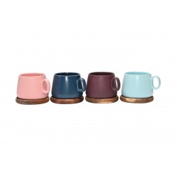 250ml Coffee and Tea Cups with Coasters, Set of 4