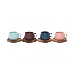 90ml Espresso Cups with Coasters, Set of 4