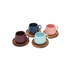 90ml Espresso Cups with Coasters, Set of 4